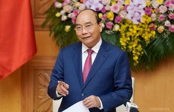 Thủ tướng Nguyễn Xuân Phúc phát biểu tại buổi gặp mặt. Ảnh: VGP
