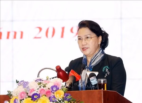 Chủ tịch Quốc hội Nguyễn Thị Kim Ngân phát biểu tại Hội nghị. Ảnh: TTXVN
