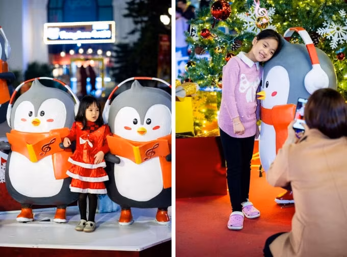 Đặc biệt, nhân vật chim cánh cụt đến từ thị trấn tuyết Vincom Mega Mall Royal City trở thành “cơn sốt” khiến các bạn nhỏ cùng ba mẹ rủ nhau “truy tìm”.