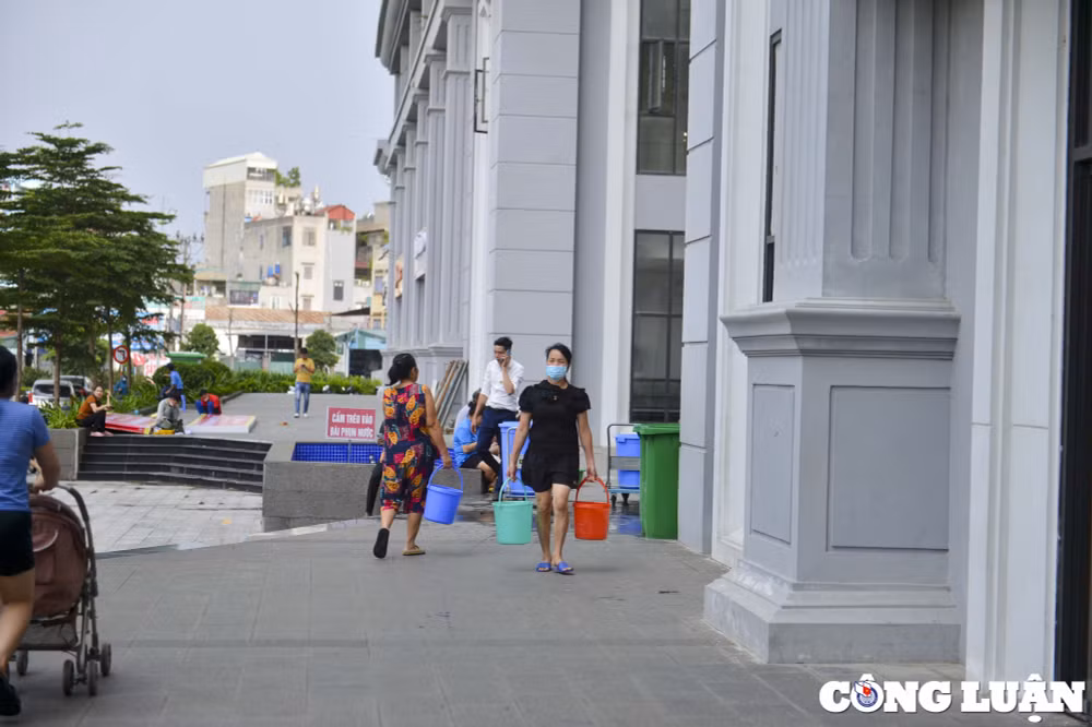 ha noi thieu nuoc sach nguoi dan o chung cu xach xo chau lay nuoc ve sinh hoat hinh 6