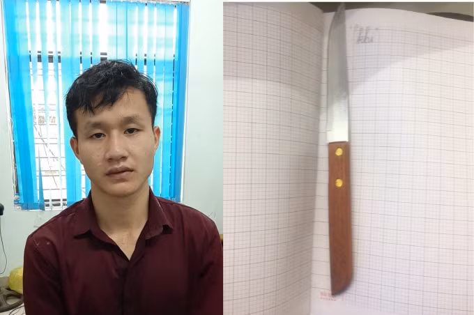 Đối tượng Nguyễn Minh Hiếu và tang vật tại cơ quan Công an