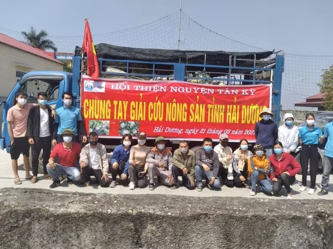 Mọi người chung tay giải cứu nông sản Hải Dương. Ảnh: TL