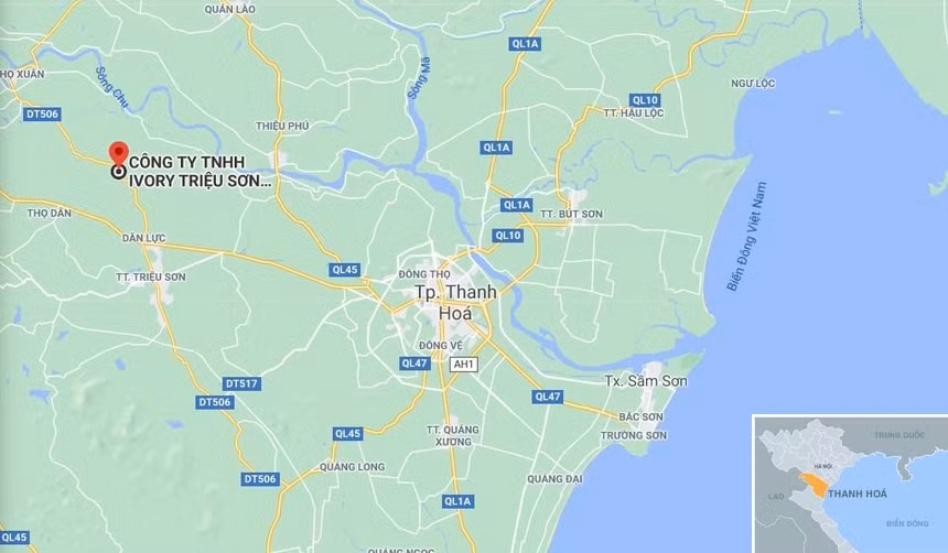 Hình ảnh vị trí công ty xảy ra cháy. Ảnh: Google Maps