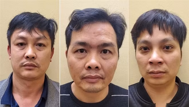 Phùng Văn Hùng, Nguyễn Ngọc Sơn, Dương Văn Nam (theo thứ tự từ trái qua phải). Ảnh: Công an cung cấp.