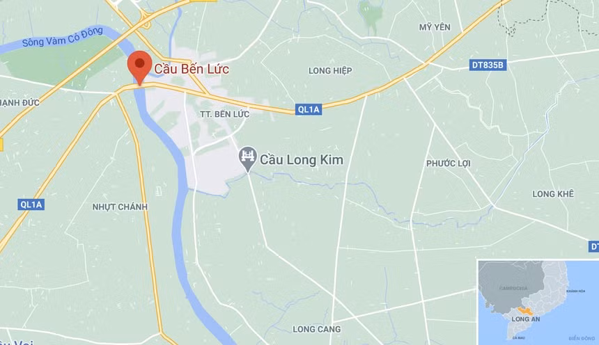 Vụ việc xảy ra tại cầu Bến Lức, tỉnh Long An. Ảnh: Google Maps