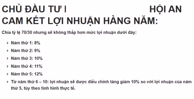 Một dự án tại Hội An cam kết lợi nhuận tới 12%/năm.