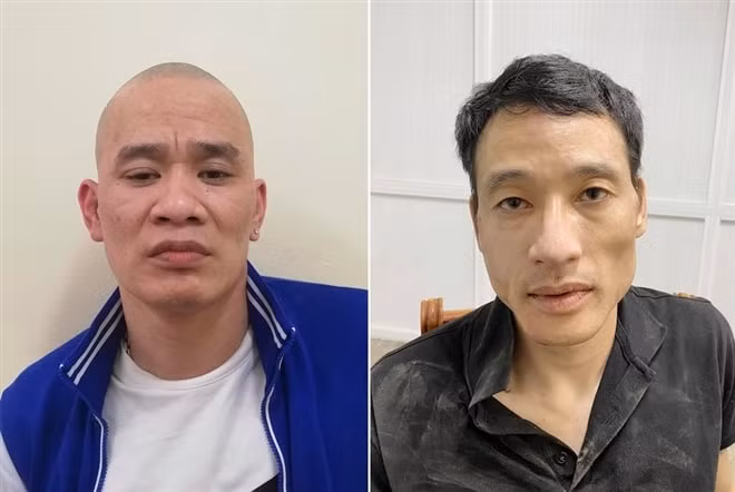 Trương Tuấn Dũng và Nguyễn Thái Thành tại cơ quan công an. Ảnh: Công an TP. Hà Nội