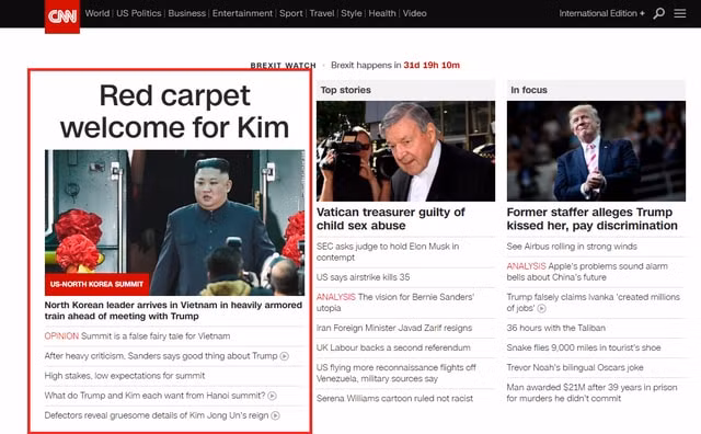 Ngoài thông tin rằng ông Kim Jong-un đã di chuyển tới Việt Nam, CNN cũng thảo luận về nhiều khía cạnh khác nhau của thượng đỉnh Mỹ - Triều.