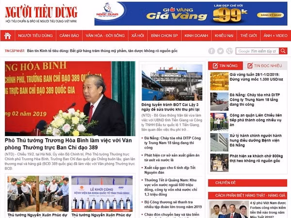 Báo điện tử Người tiêu dùng bị phạt hành chính tổng số tiền là 65 triệu đồng và bị rút giấy phép hoạt động trong 3 tháng
