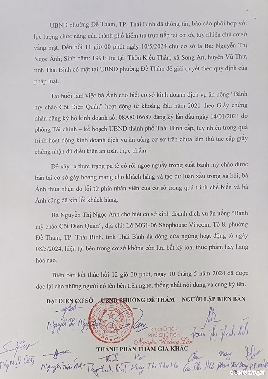 banh mi chao cot dien quan co sinh vat la o thai binh loi do nhan vien quan ly che bien hinh 1