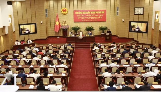 Quang cảnh kỳ họp thứ 17 HĐND thành phố Hà Nội. Ảnh: TL