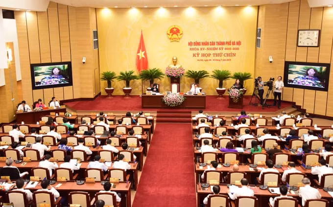 Một phiên họp của HĐND TP Hà Nội.