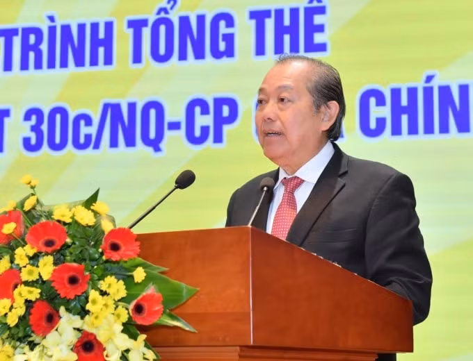 Ủy viên Bộ Chính trị, Phó Thủ tướng Thường trực Chính phủ Trương Hoà Bình phát biểu tại Hội nghị.