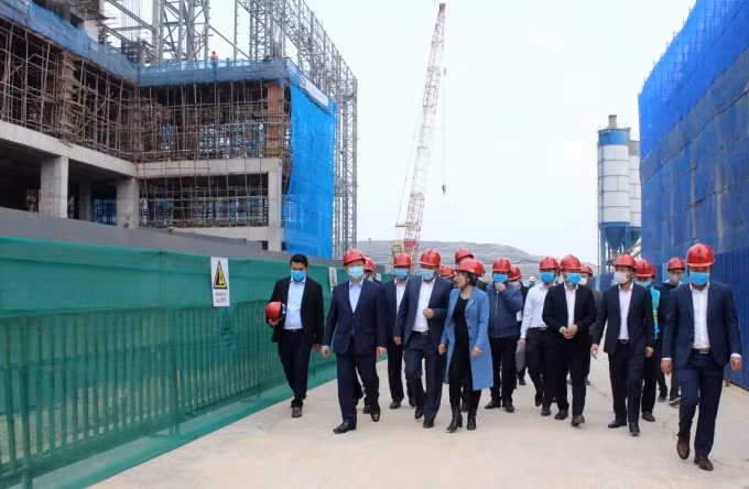 Bí thư Thành ủy Vương Đình Huệ kiểm tra tiến độ xây dựng Nhà máy đốt rác phát điện tại Khu liên hợp xử lý rác thải Sóc Sơn