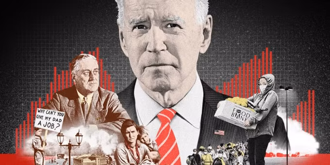 Nền kinh tế Mỹ đang tăng trưởng chậm lại là một thách thức lớn đối với ông Joe Biden - Ảnh: Getty