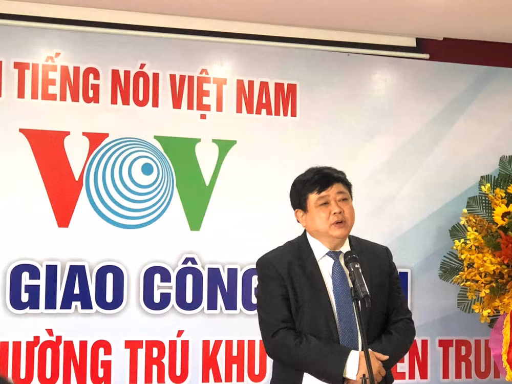 Uỷ viên Trung ương Đảng, Tổng Giám đốc Đài Tiếng nói Việt Nam Nguyễn Thế Kỷ phát biểu tại buổi lễ. Ảnh: VOV