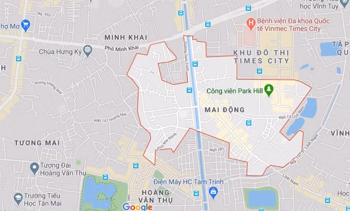 Phường Mai Động được thành lập năm 1982, nằm ở phía Bắc quận Hoàng Mai. Phía Bắc giáp phường Vĩnh Tuy và phường Minh Khai (thuộc quận Hai Bà Trưng). Phía Đông giáp phường Vĩnh Hưng. Phía Nam giáp phường Hoàng Văn Thụ và phường Vĩnh Hưng. Phía Tây giáp phường Hoàng Văn Thụ. (Nguồn ảnh: Google).