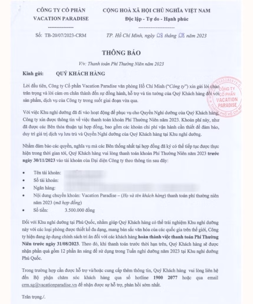 khach hang so huu ky nghi cua vacation paradise nhan duoc cuoc goi la thu mua hop dong gia cao hinh 3