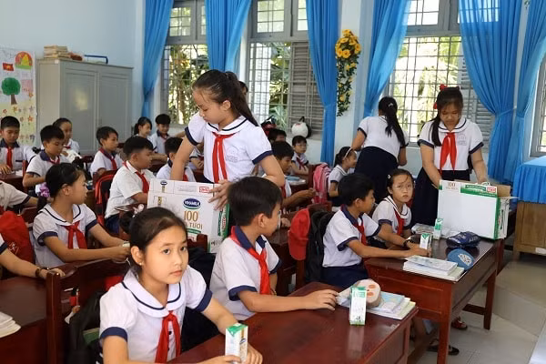 Chương trình Sữa học đường đã góp phần cải thiện chiều cao và cân nặng cho các em học sinh tại Bến Tre