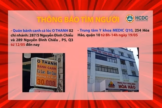 TP. HCM khẩn tìm người đến các điểm liên quan ca dương tính Covid-19 ở quận 3. Ảnh: HCDC