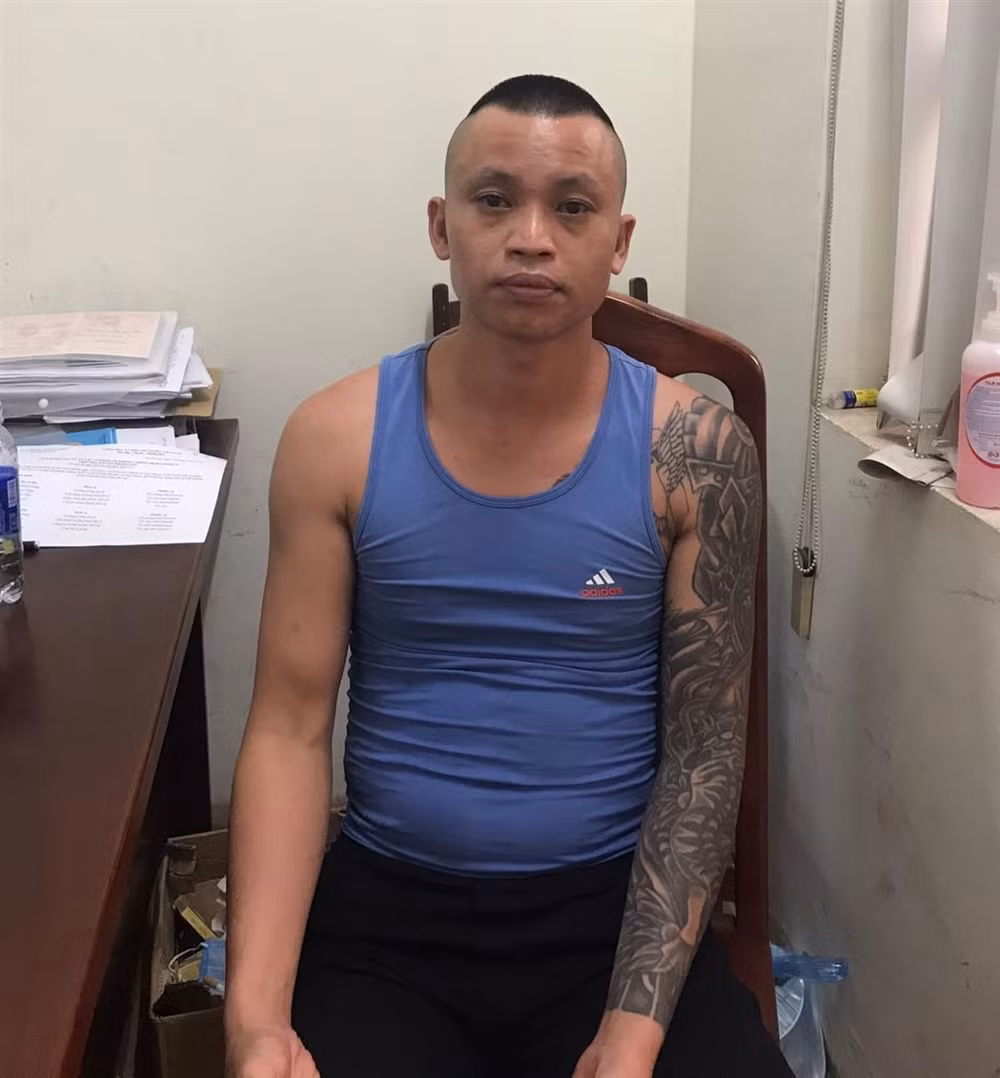 Lương Văn Tiến tại cơ quan công an. Ảnh: Công an Bắc Giang