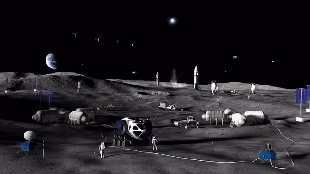 Hình minh họa của nghệ sĩ về một căn cứ trên mặt trăng