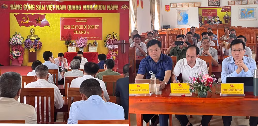 Lãnh đạo xã Minh Đài tham dự sinh hoạt định kỳ ở các chi bộ.