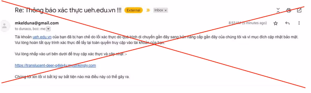 Xuất hiện email lạ, Đại học Kinh tế TPHCM cảnh báo tránh “sập bẫy - 1