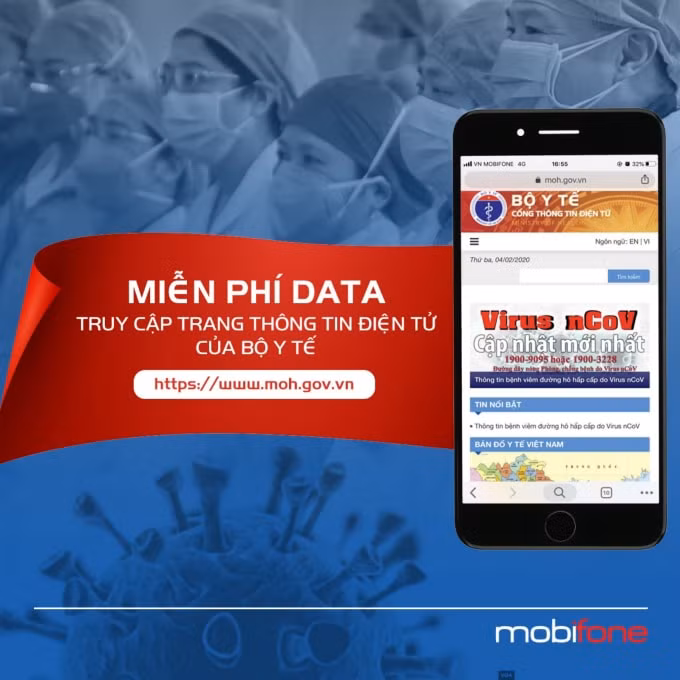 Thuê bao di động MobiFone được miễn cước data khi khi truy cập vào trang thông tin điện tử của Bộ Y tế