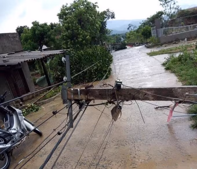 Hàng loạt cột điện bị đổ gãy