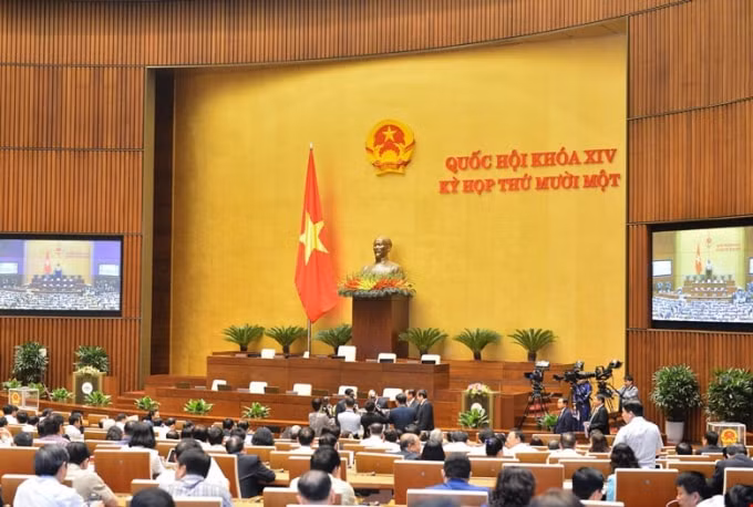 Quang cảnh kỳ họp thứ 11 Quốc hội khóa XIV ngày 6/4.
