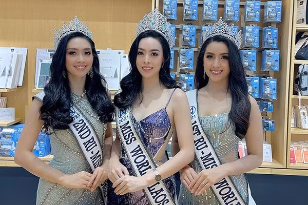 Phongsavanh Souphavady (giữa) và 2 á hậu. Ảnh: nguoiduatin.vn