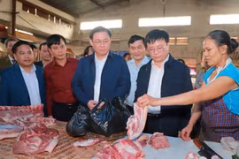 Phó Thủ tướng Vương Đình Huệ đi khảo sát, mua thực phẩm tại chợ Vinh