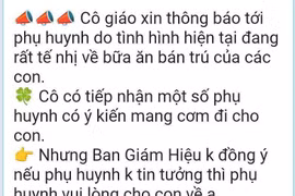 Xác minh thông tin 'phụ huynh mang cơm cho con, nếu không tin nhà trường thì cho về' sau vụ thực phẩm bốc mùi