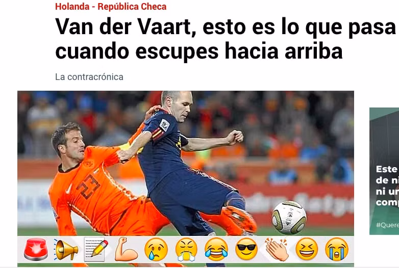 Báo Tây Ban Nha “cà khịa” Van der Vaart sau thất bại của Hà Lan ở vòng 1/8 Euro 2020. Ảnh: Chụp màn hình
