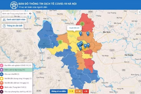 Hà Nội ra mắt 'Bản đồ thông tin dịch tễ COVID-19'