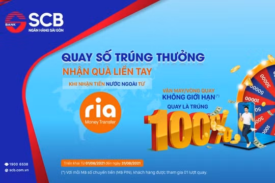 “Quay số trúng thưởng – Nhận quà liền tay” cùng dịch vụ chuyển tiền của RIA và SCB