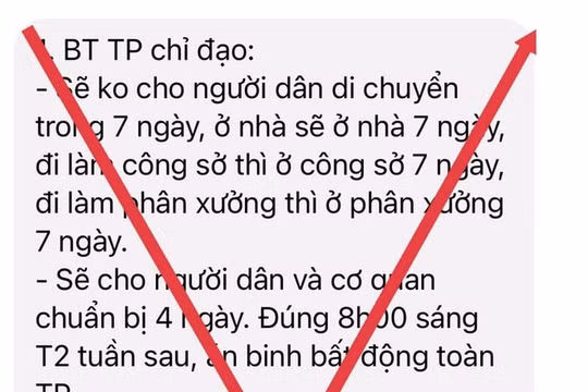 Hà Nội: Thông tin "không cho người dân di chuyển trong 7 ngày" là giả mạo