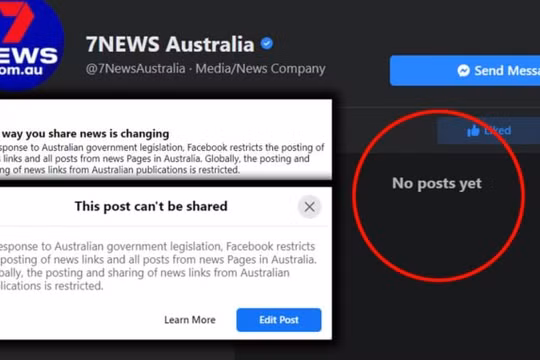Facebook cấm người dùng ở Úc chia sẻ nội dung tin tức