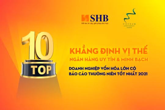SHB tiếp tục được vinh danh top 10 doanh nghiệp vốn hóa lớn có BCTN tốt nhất