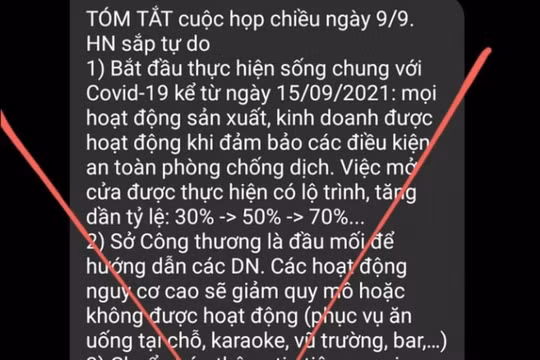 Thông tin về cuộc họp chiều 9/9 lan truyền trên mạng là giả