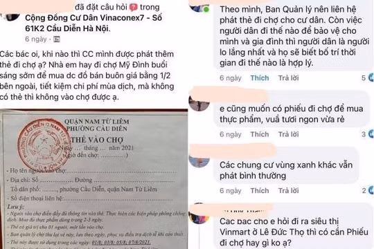 Cư dân tòa Vinaconex 7 không được phát “phiếu đi chợ”, UBND phường Cầu Diễn lên tiếng