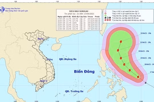 Chủ động ứng phó với siêu bão Surigae trên biển Đông