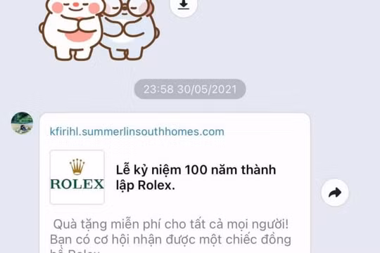 Xuất hiện đường link lạ "Lễ kỷ niệm 100 năm thành lập Rolex"