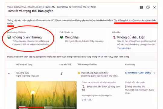 Nhạc sĩ Giáng Son có bị "đánh gậy bản quyền" ca khúc trên Youtube?
