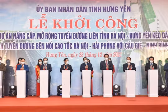 Thủ tướng Phạm Minh Chính dự lễ khởi công một số dự án hạ tầng chiến lược tại Hưng Yên