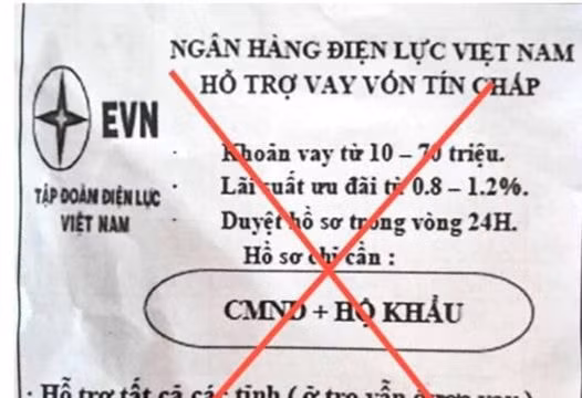 Tập đoàn Điện lực Việt Nam lên tiếng về tờ rơi cho vay tín chấp