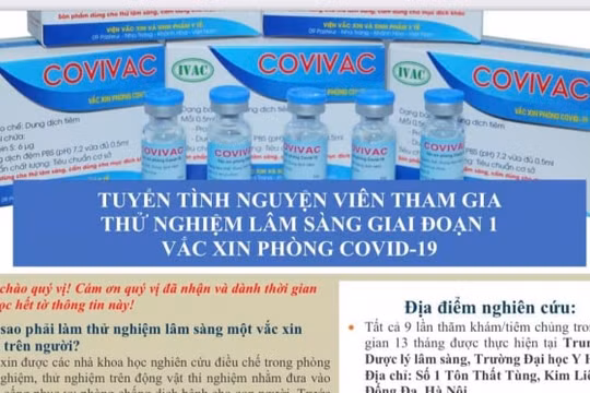 Thử nghiệm vắc xin COVIVAC: Cần tuyển gấp tình nguyện viên
