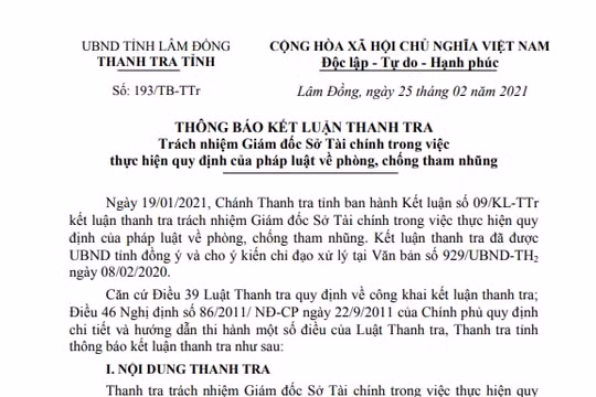 Sở Tài chính tỉnh Lâm Đồng: 11 công chức quá thời hạn chưa chuyển đổi vị trí công tác