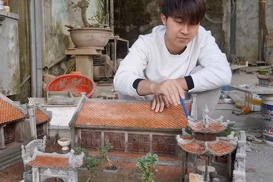 Chàng trai 9x tái hiện làng quê Bắc bộ trong mô hình tiểu cảnh độc đáo